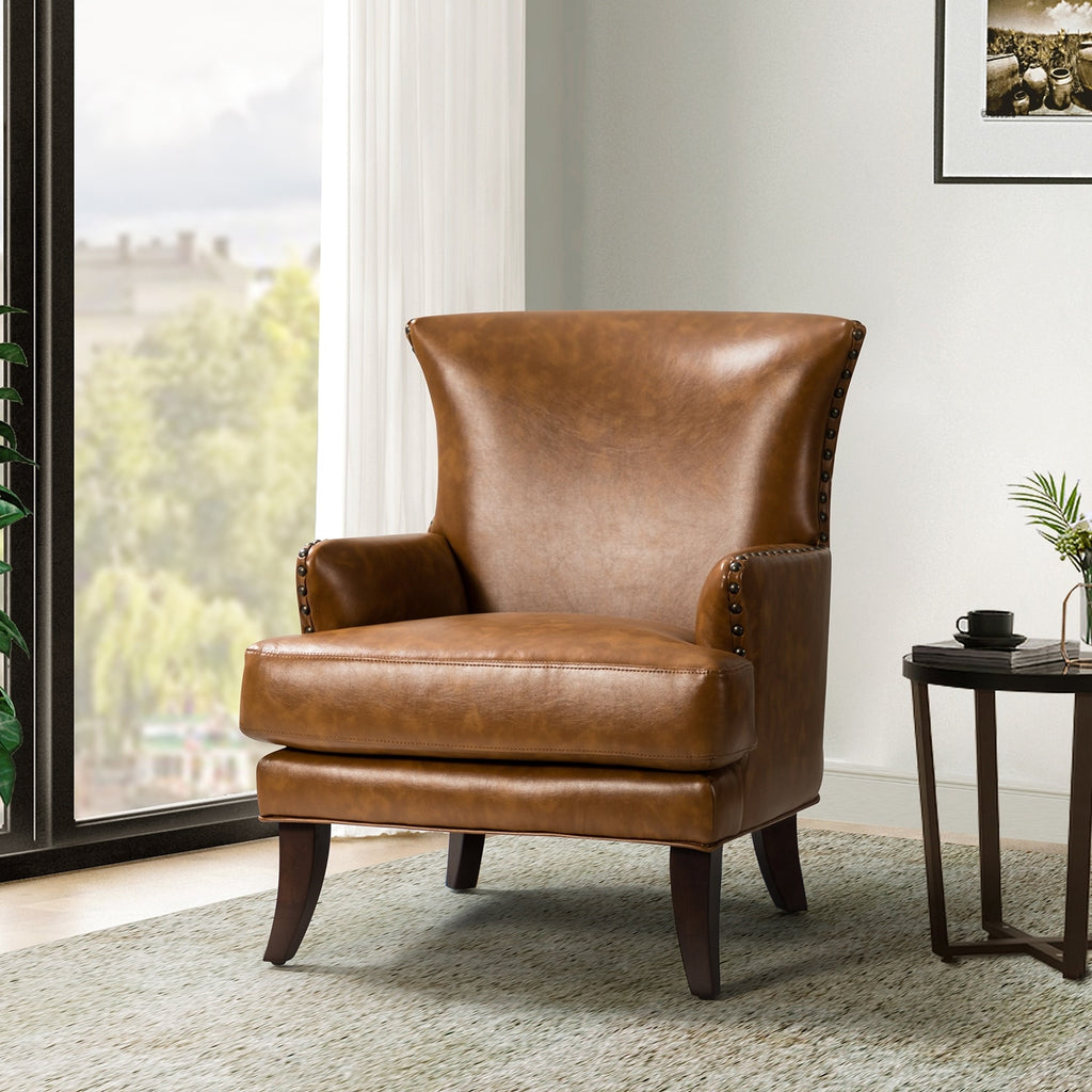 Traditional Wingback Upholstered ArmChair with Nailhead Trim L933