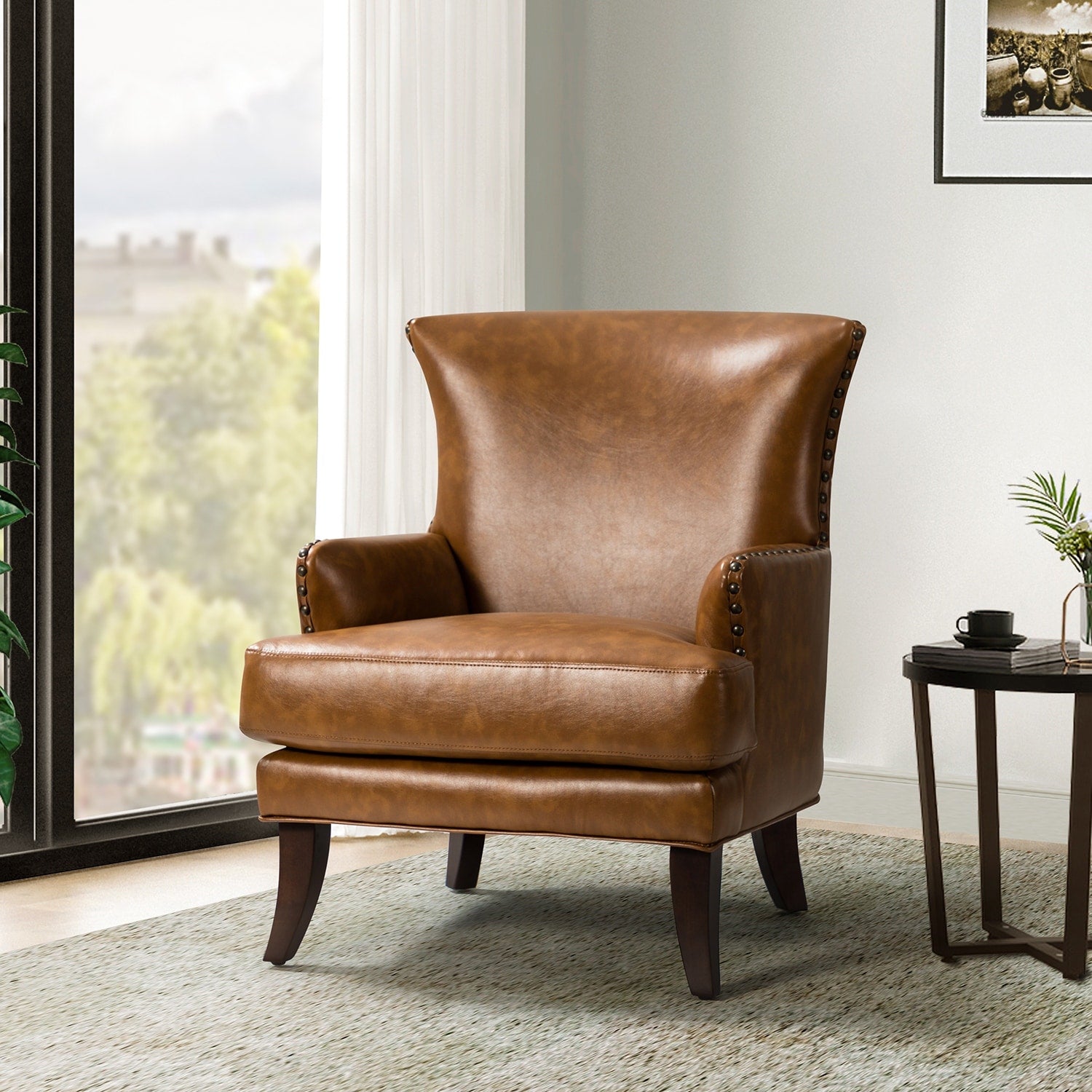 Traditional Wingback Upholstered ArmChair with Nailhead Trim L933