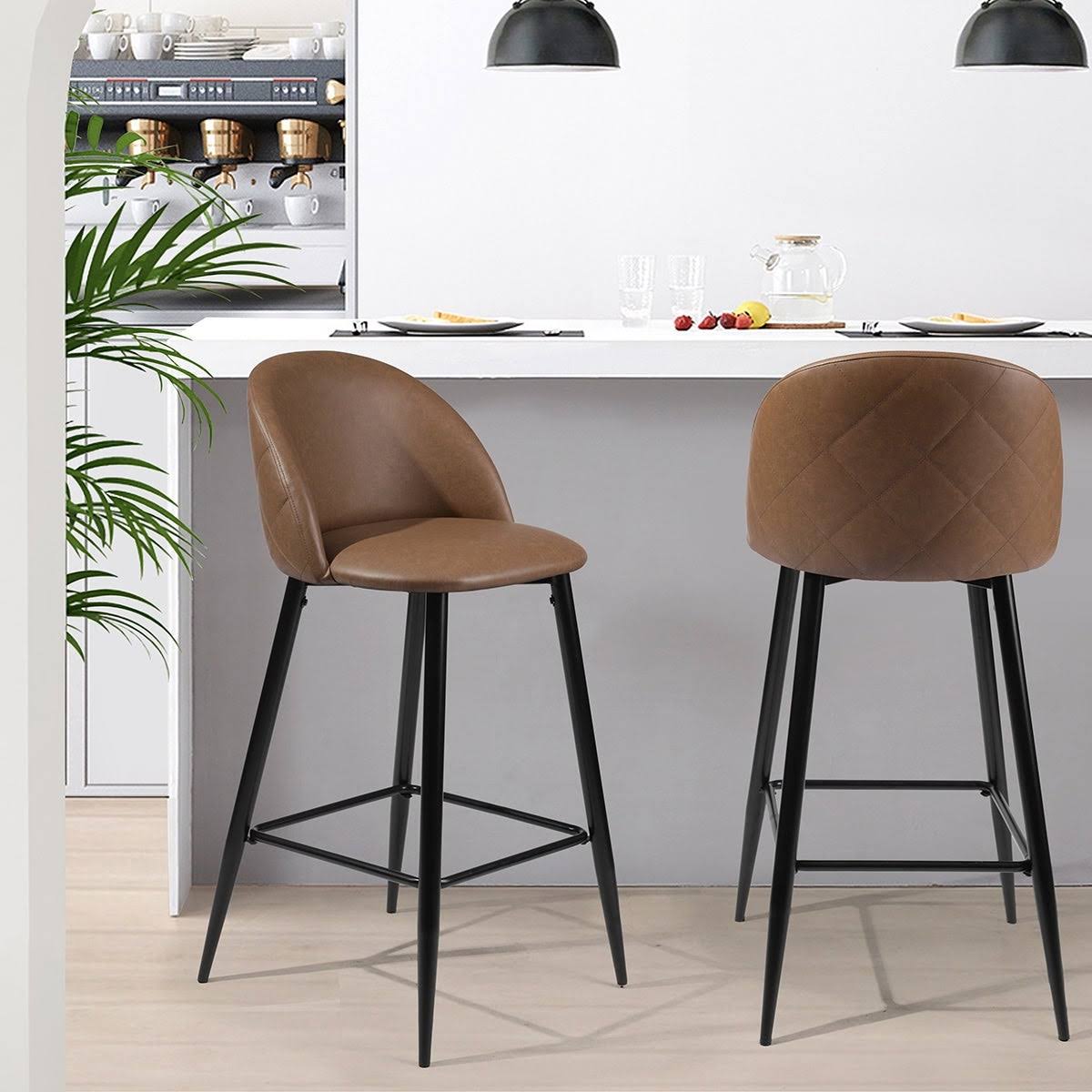 Mid-Century Modern Counter Stools (Set of 2) Brown T251871