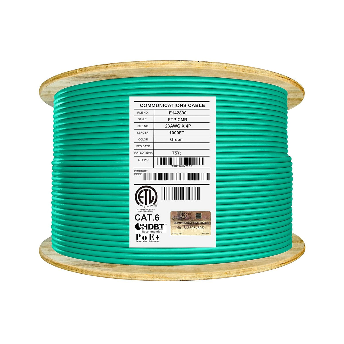 1000ft F/UTP 23AWG Solid Bare Copper Bulk Ethernet Cable Reel F143441