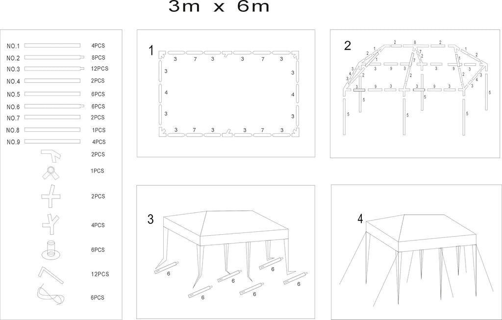 10 x 20 Outdoor Tent Canopy Gazebo Shelter with 6 Removable Sidewalls Z301