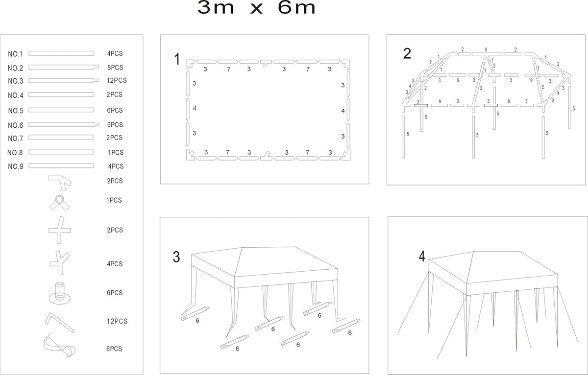 10 x 20 Outdoor Tent Canopy Gazebo Shelter with 6 Removable Sidewalls Z301