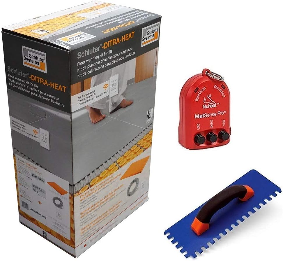 Eco Comfort Kit with WiFi Touchscreen Thermostat, Heating Cable, Ditra Heat Sheets, 2 Floor Sensors and Safe Installation Accessories Y5812