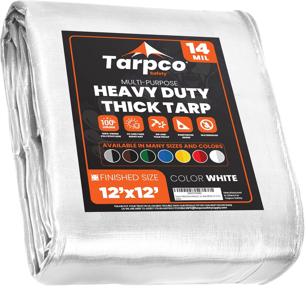 Extra Heavy Duty 14 Mil Waterproof Poly Tarpaulin with Reinforced Edges R478605