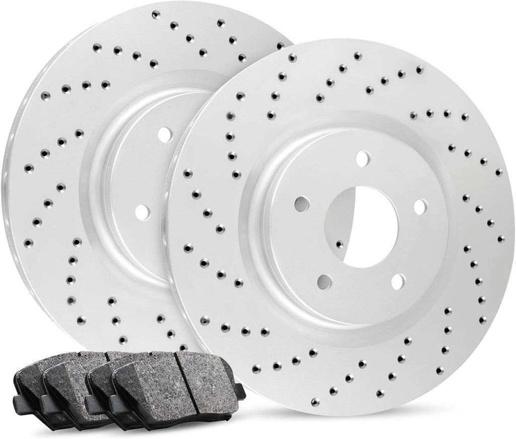 Front Brake Rotors Drilled with Ceramic Brake Pads L9432