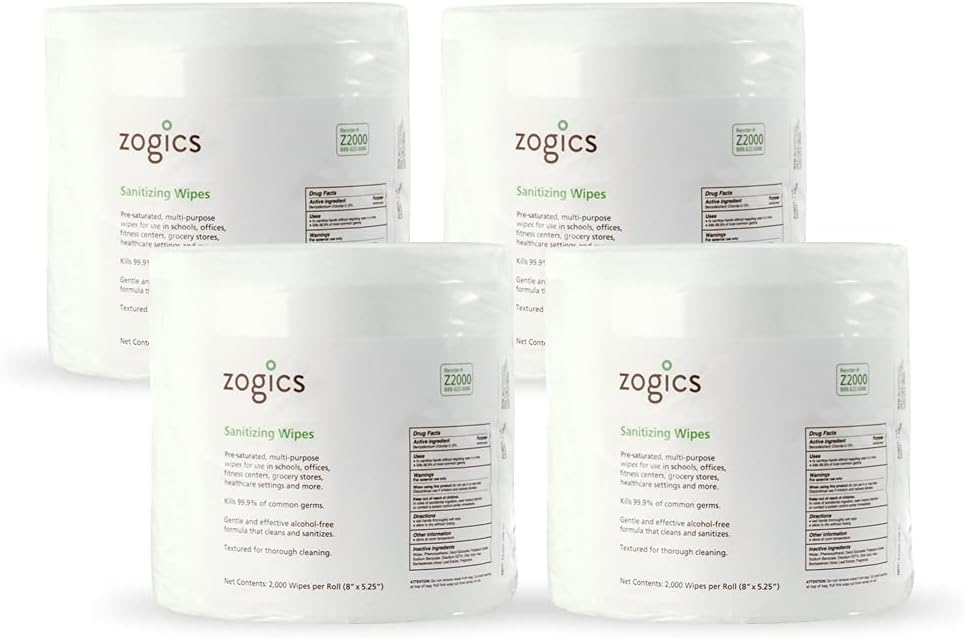 Sanitizing Wipes, 2,000 Wipes per Roll, Case of 4 Rolls M4174