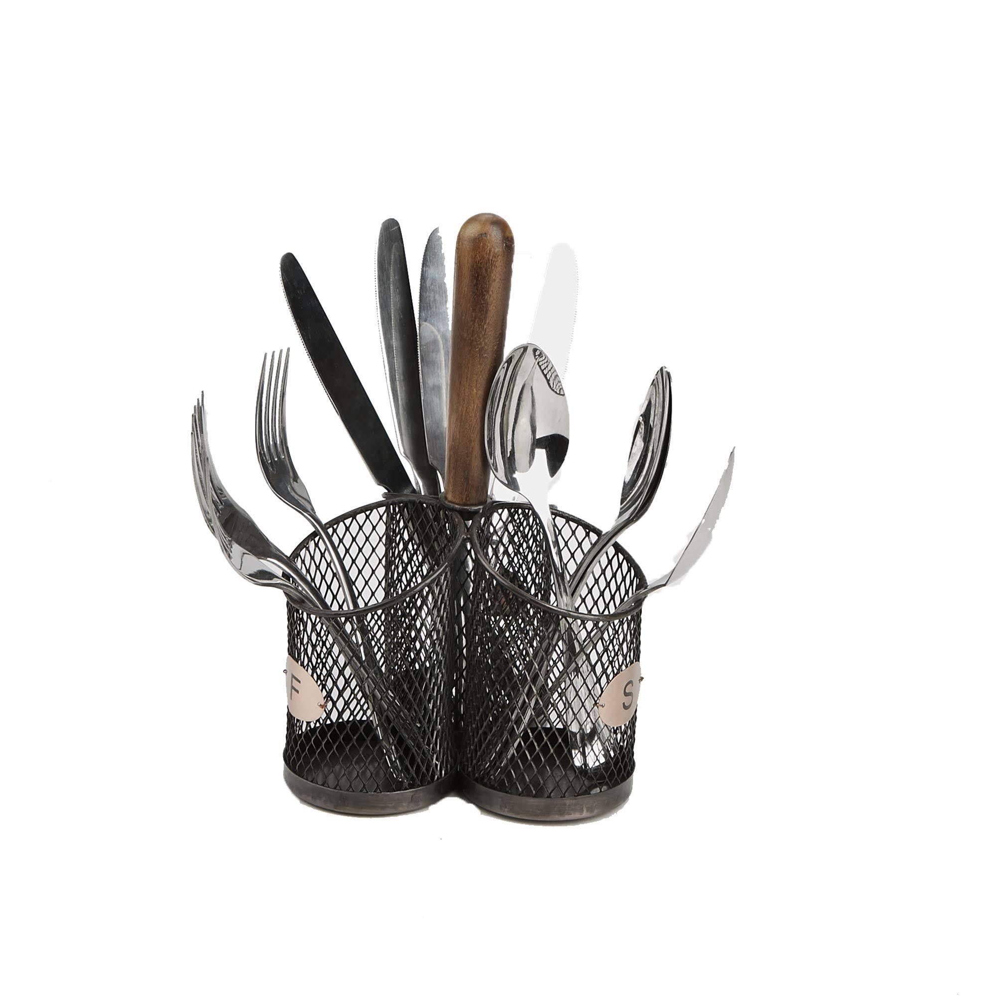 Wood 3 Section Utensil Caddy F5756