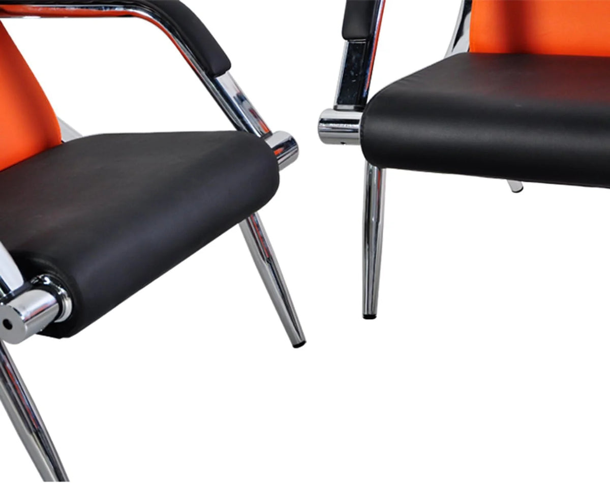 Orange And Black PU Leather Office Reception Chair U862955