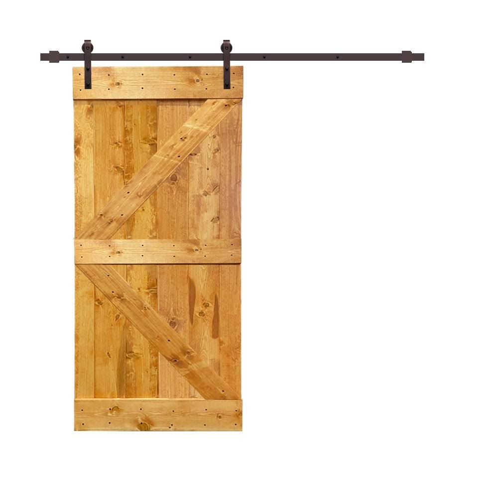 Colonial Maple Stained Wood Sliding Barn Door with Hardware Kit F93763