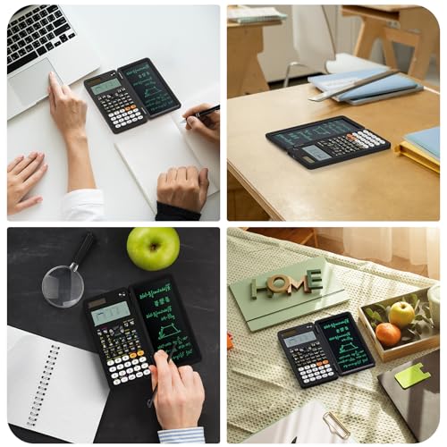 Black Rechargeable Scientific Calculator with Writing Pad and Hard Case C81505