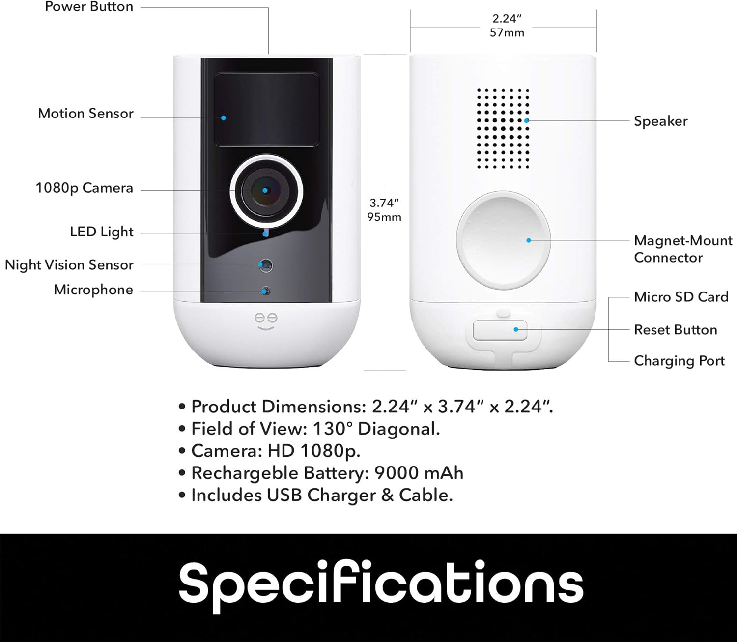 2 Pack 1080P Rechargeable Battery-Powered WiFi Security Camera C679