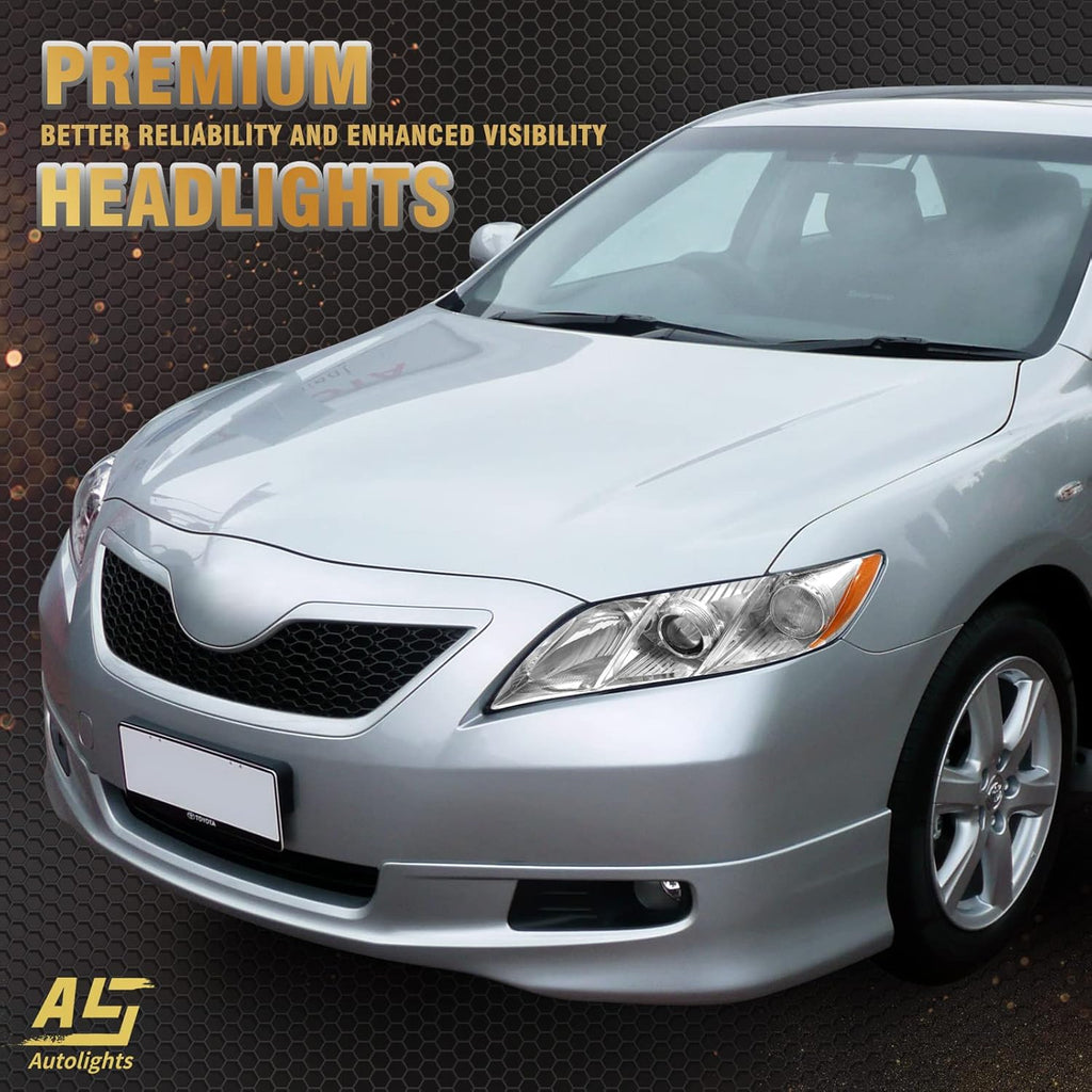 Headlight Assembly Compatible with 2007-2009 Toyota Camry Chrome Housing S25509
