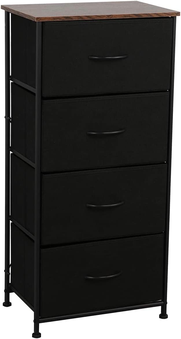 Black/Rustic Brown 4 Drawer Fabric Nightstand Dresser H981546