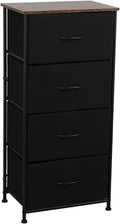 Black/Rustic Brown 4 Drawer Fabric Nightstand Dresser H981546