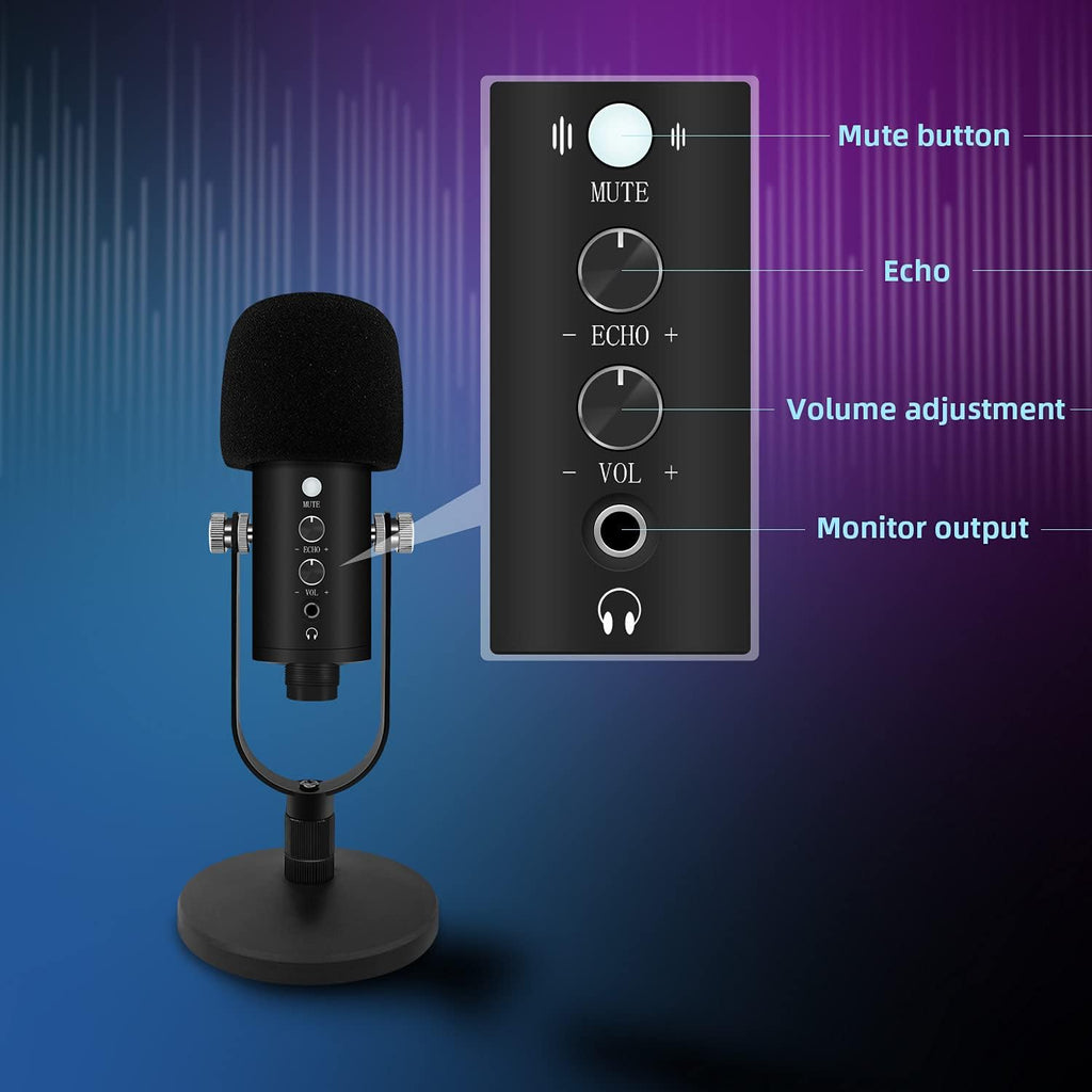 Black USB Condenser Microphone with Mute Button T2252