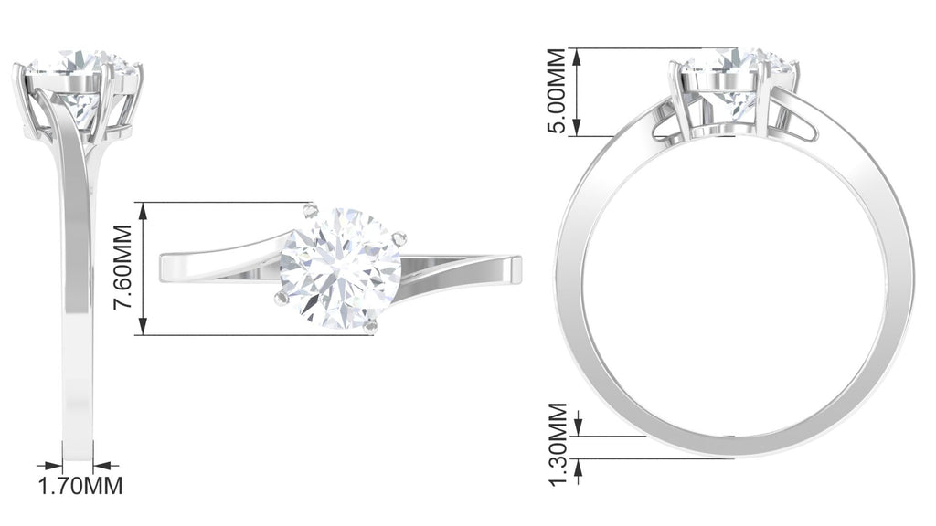 Round Moissanite Solitaire Engagement Ring, 7 mm, 925 Sterling Silver Y8301