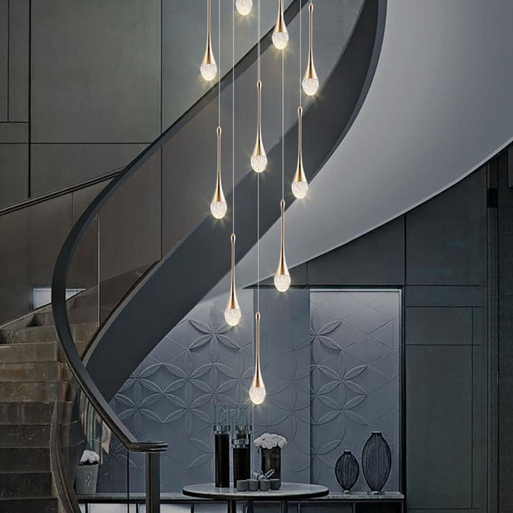 High Ceiling Dimmable Crystal Chandelier with LED Bulb Q121751