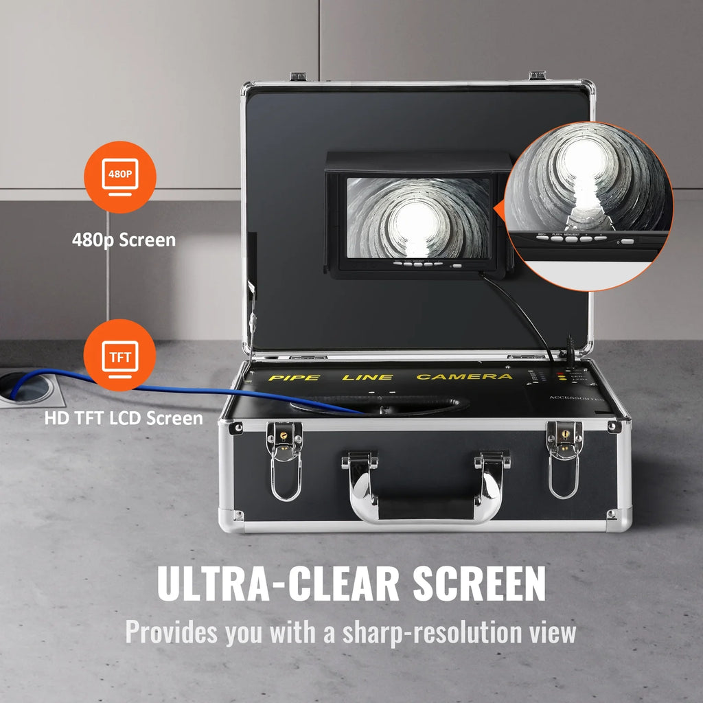 Sewer Camera Pipe Inspection Camera with 512Hz Locator, 100 ft, 7" DVR Function, 16 GB SD Card, IP68 L71807