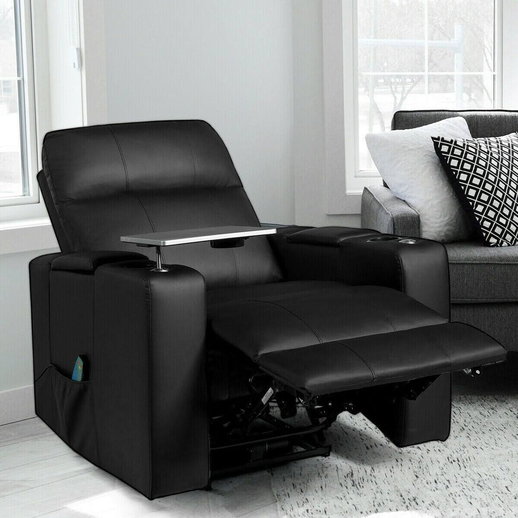 Black Massage Recliner Chair with Swivel Tray and Remote Control X225