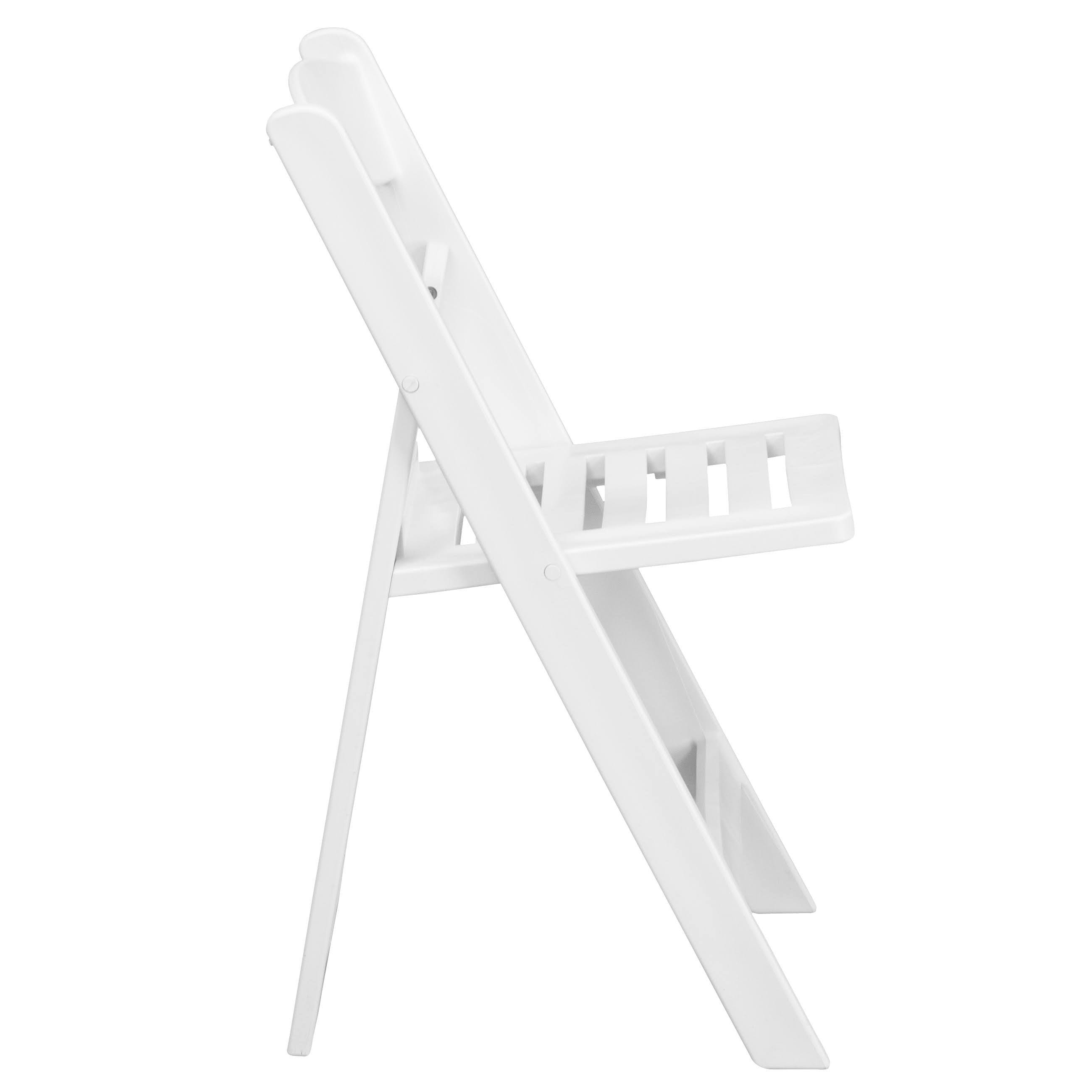 White Resin Folding Chair with Slatted Seat M40498
