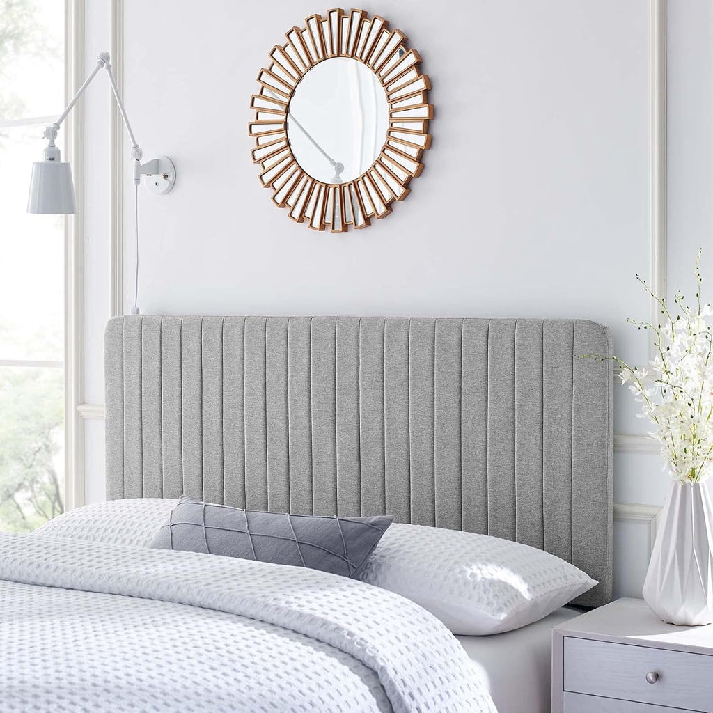 White Fabric Channel Tufted Headboard, King/California King X18461