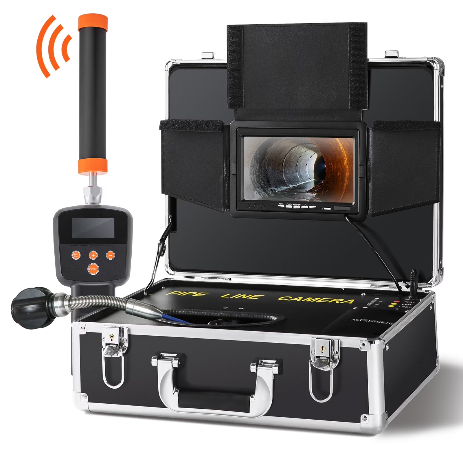 Sewer Camera Pipe Inspection Camera with 512Hz Locator, 100 ft, 7" DVR Function, 16 GB SD Card, IP68 L71807