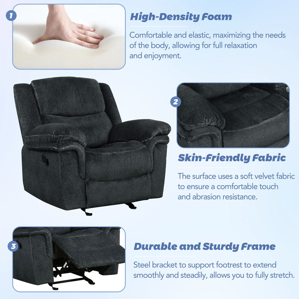 Dark Blue Manual Reclining Sofa W25920
