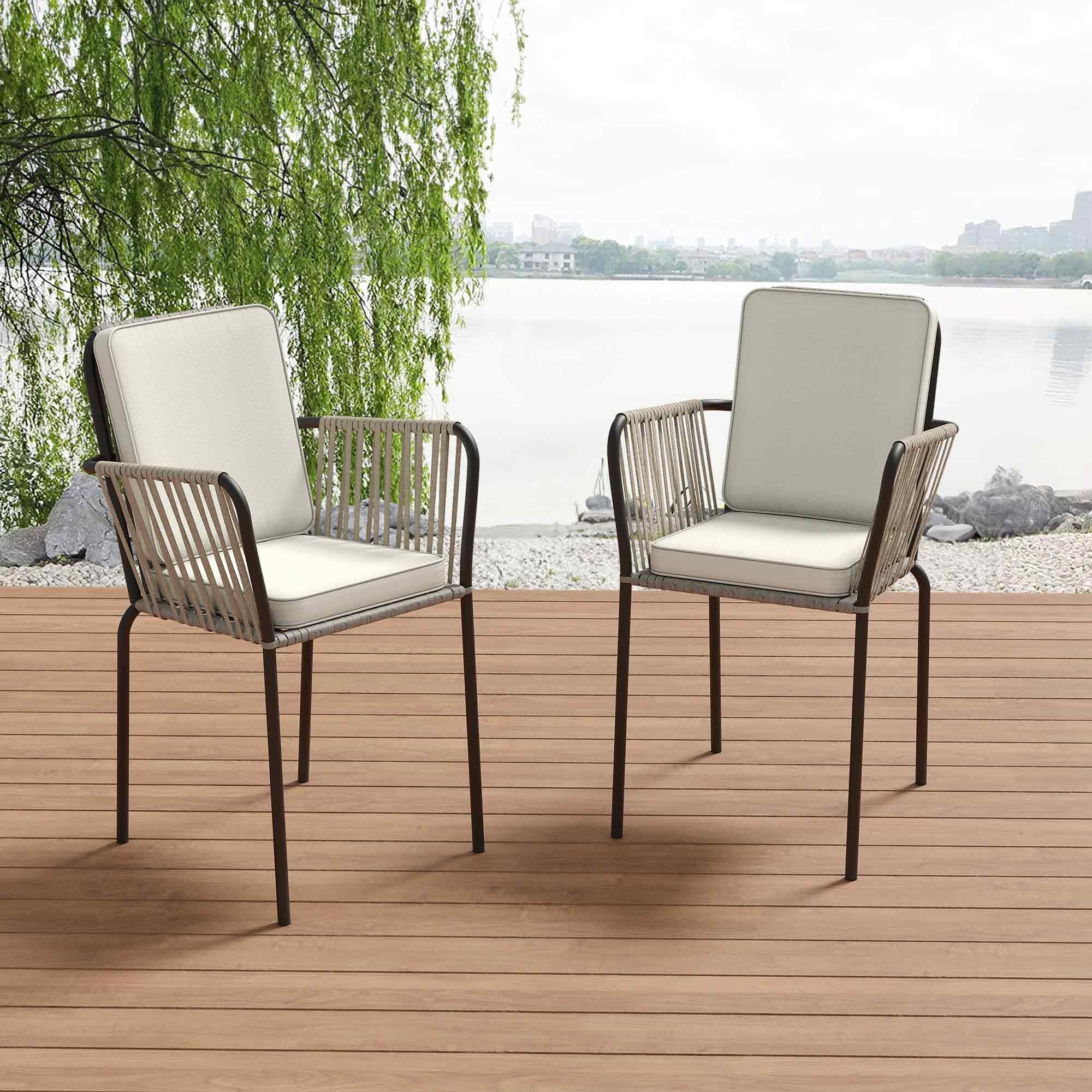 Green and Grey Rope Woven Dining Chair Set of 2 M66772