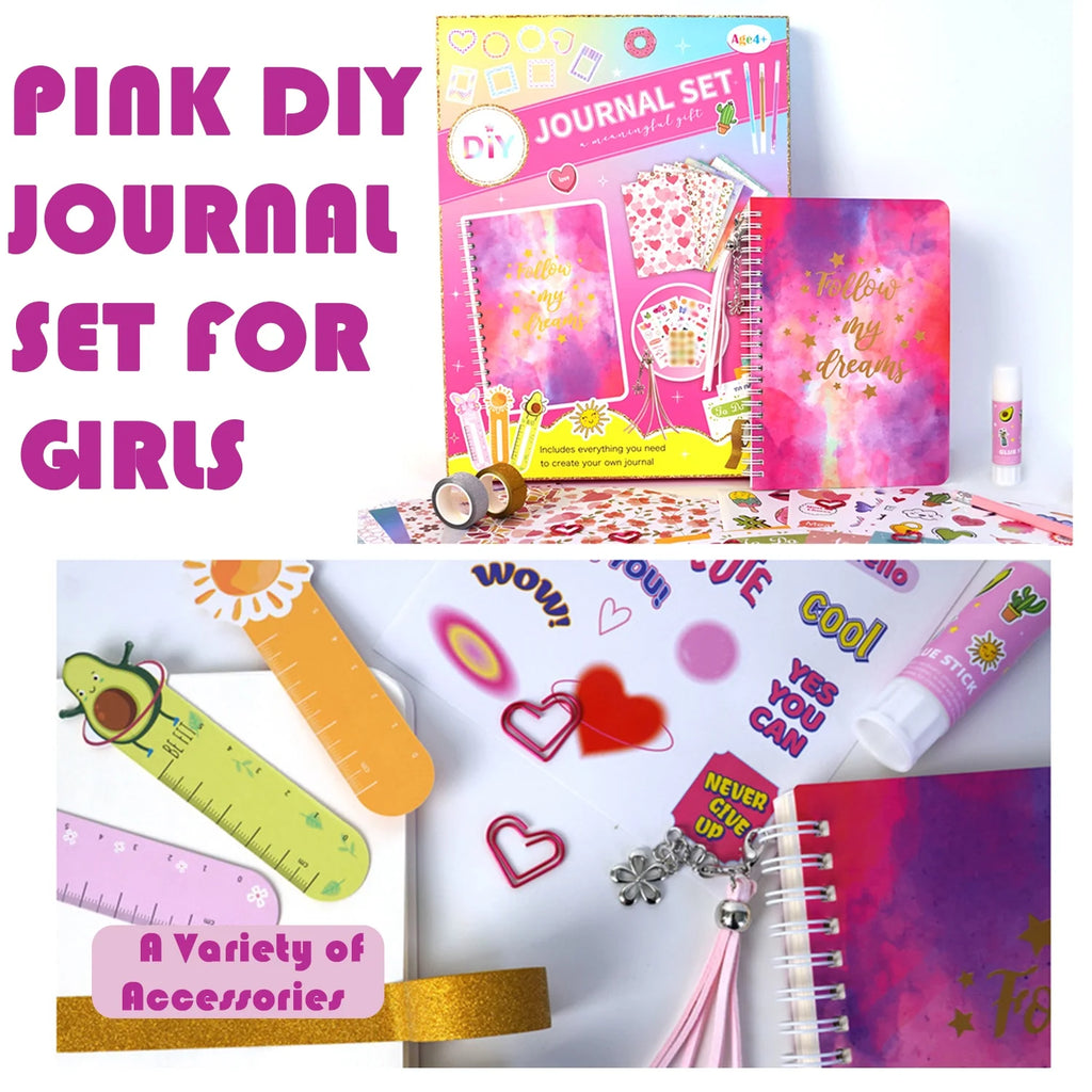 DIY Journal Kit for Girls, Journaling Arts Craft Kit, Scrapbook & Diary Supplies Set Q170275