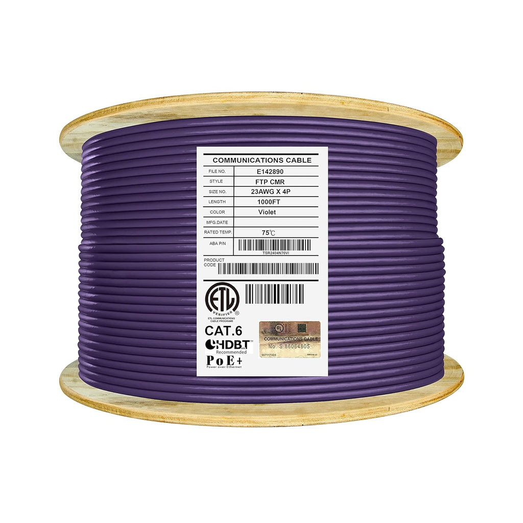 1000ft F/UTP 23AWG Solid Bare Copper Bulk Ethernet Cable Reel F143441