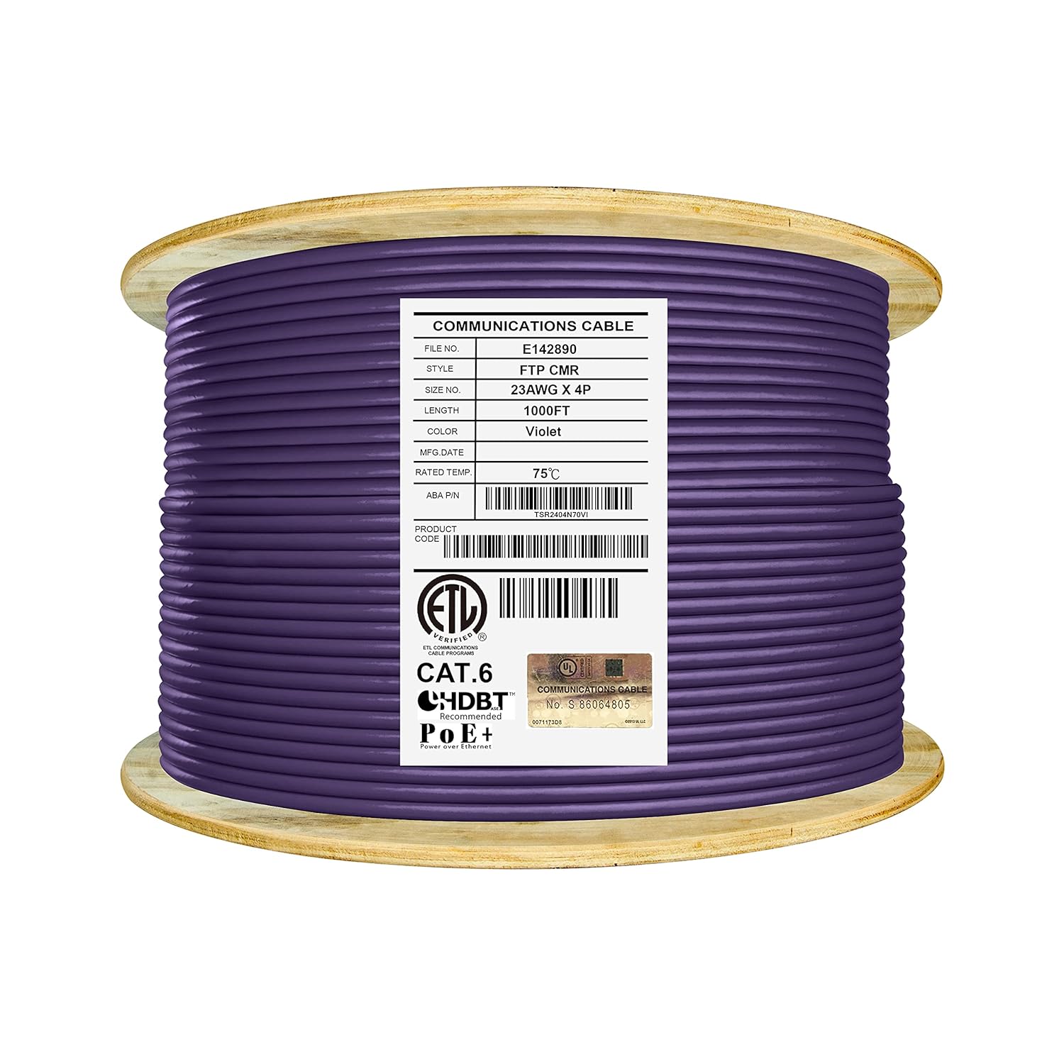 1000ft F/UTP 23AWG Solid Bare Copper Bulk Ethernet Cable Reel F143441