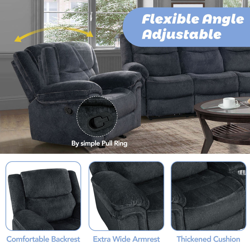 Dark Blue Manual Reclining Sofa W25920