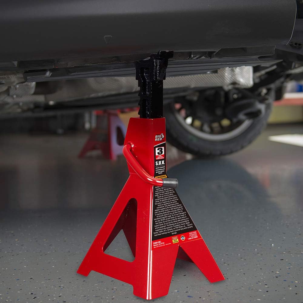 3 Ton Steel Jack Stands, Red, Pack of 2 T287