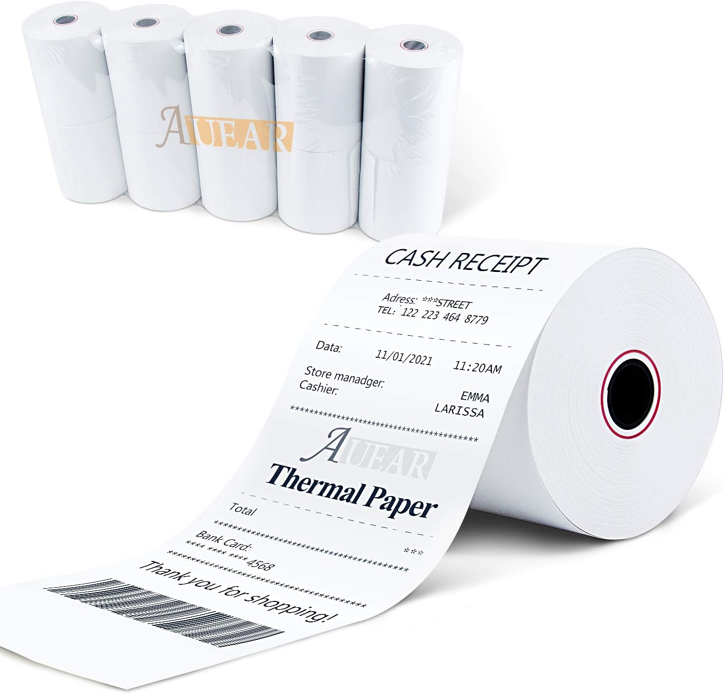 Thermal Cash Register POS Paper Rolls, 3 1/8 x 230', BPA Free (10 Pack) T104
