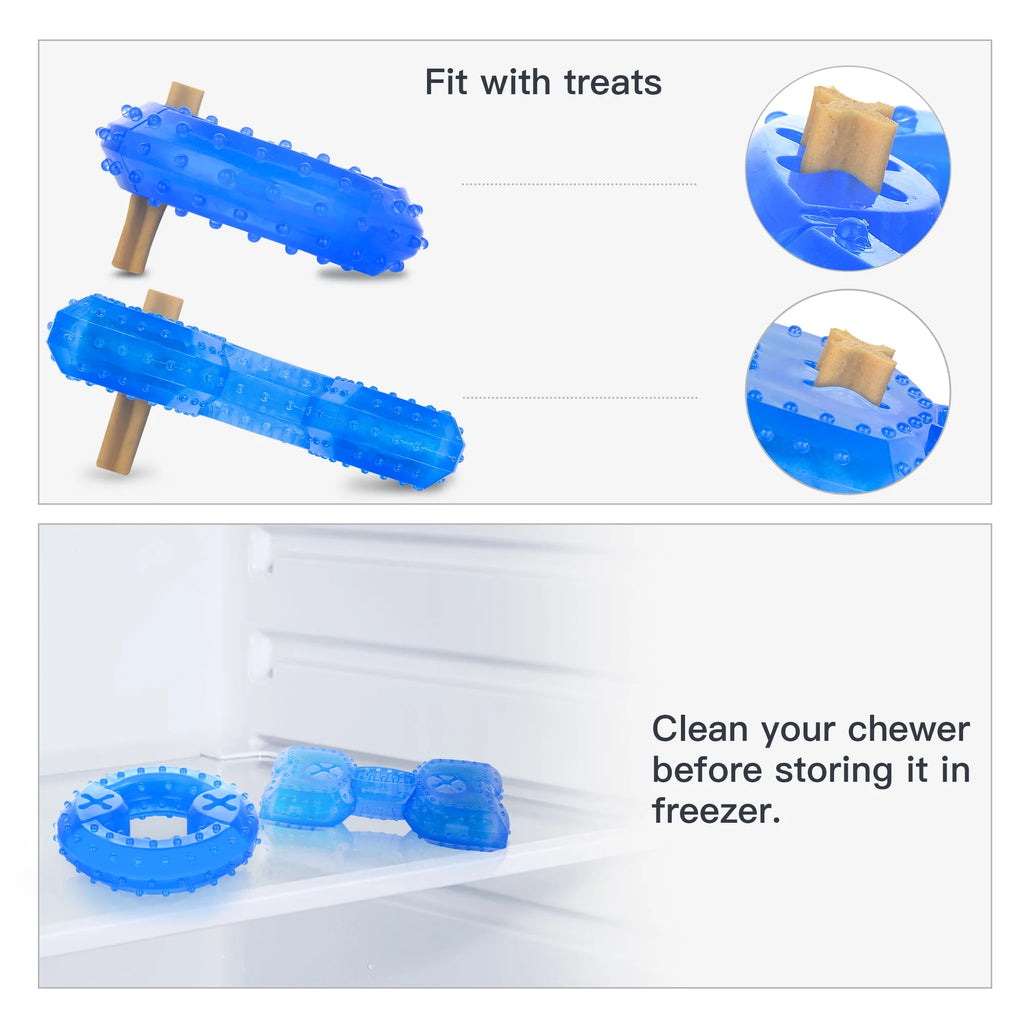 Pet Teether Cooling Chew Toy Pack of 2 (Ring and Bone) K929930