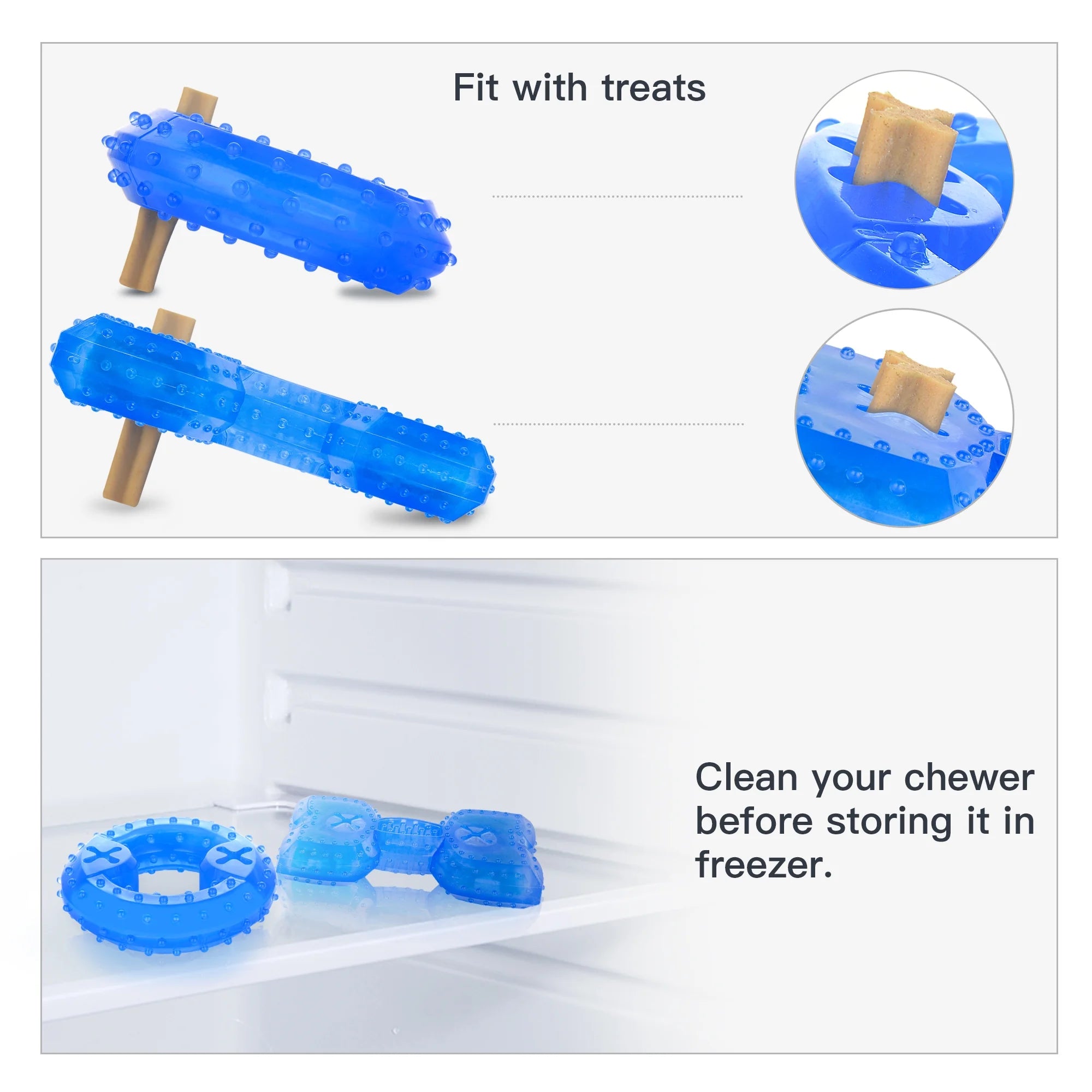 Pet Teether Cooling Chew Toy Pack of 2 (Ring and Bone) K929930
