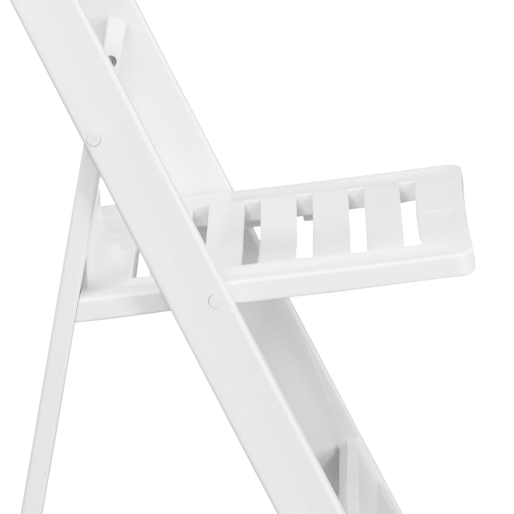 White Resin Folding Chair with Slatted Seat M40498