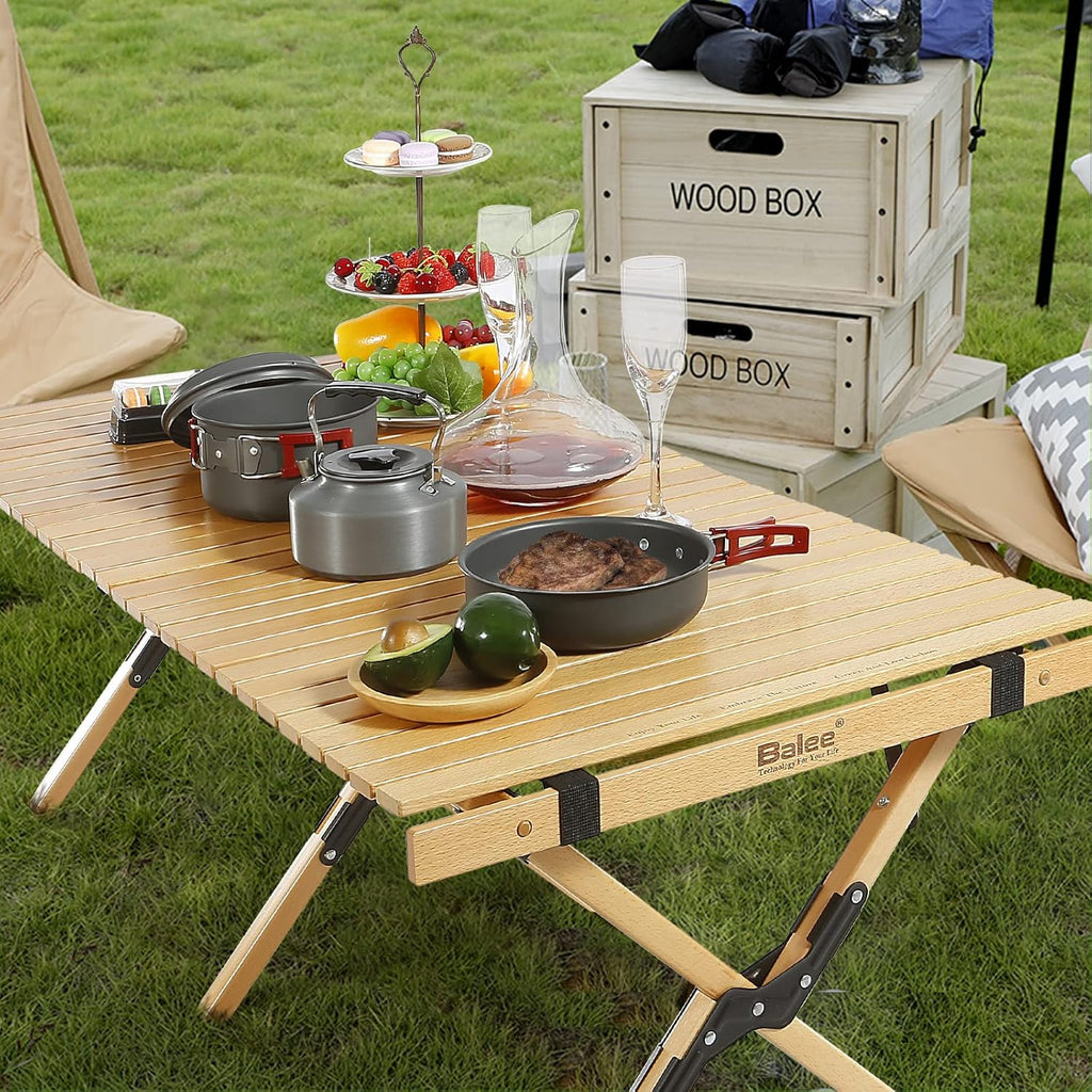 4ft Low Folding Solid Wood Picnic Table with Carry Bag K943611