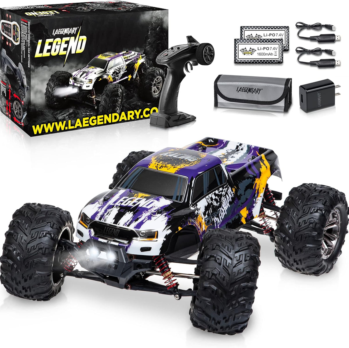 Purple Yellow 4x4 Off Road Waterproof RC Car W7330