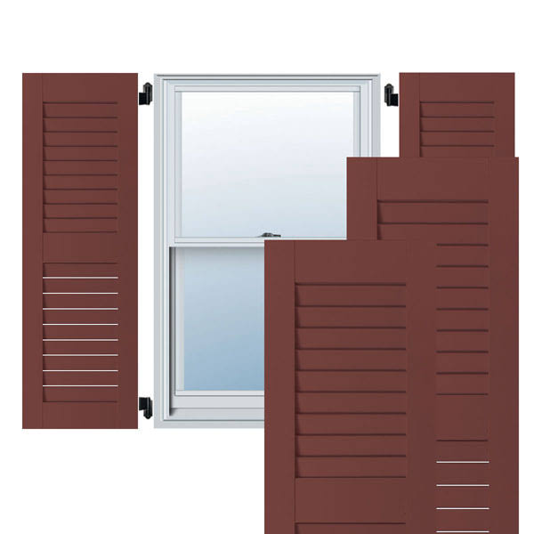 18 in. x 52 in. Exterior Real Wood Western Red Cedar Open Louvered Shutters Pair H423186