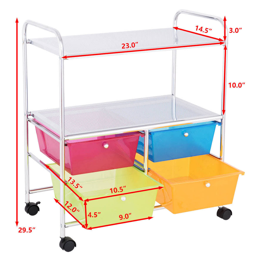 4 Drawer Rolling Storage Cart with Shelves G760235