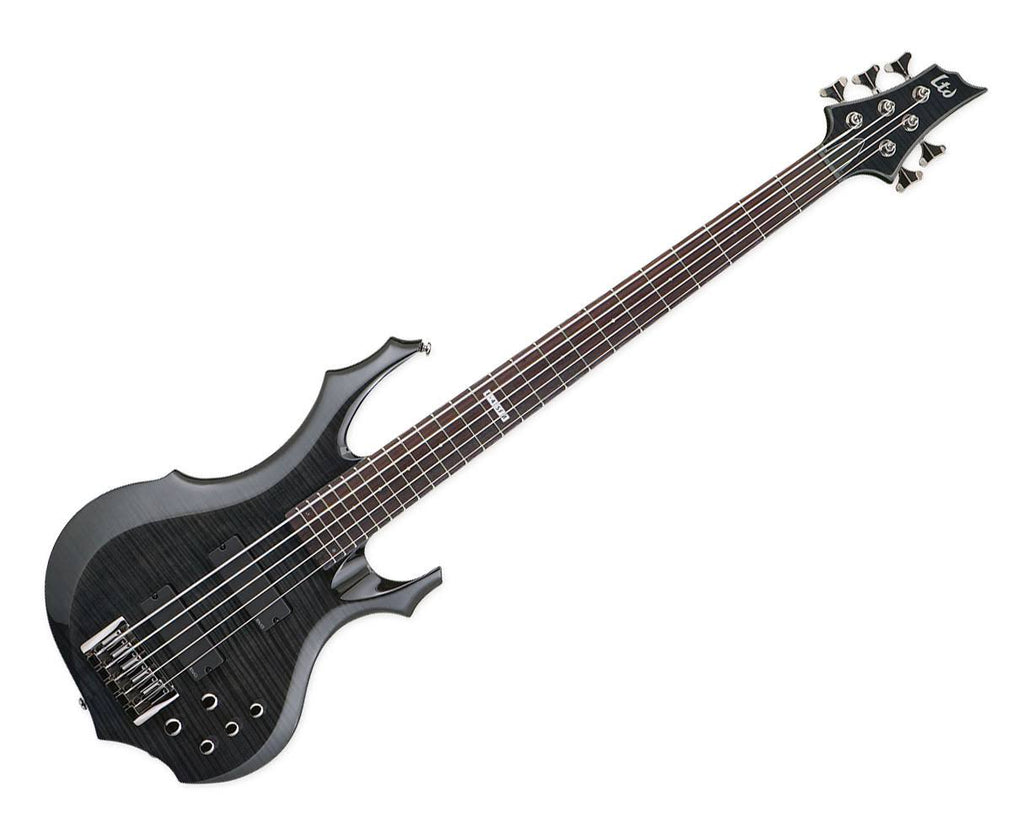 Flame Maple See Thru Black 5-String Bass Guitar W7143