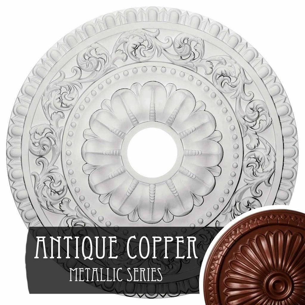 23 1/2x22OD x 3 1/2x22ID x 2 1/8x22P Hand-Painted Flash Copper Ceiling Medallion M4090