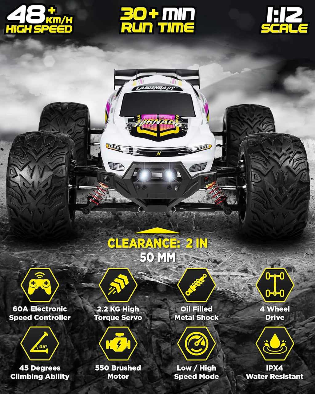 Purple Yellow 4x4 Off Road Waterproof RC Car W7330