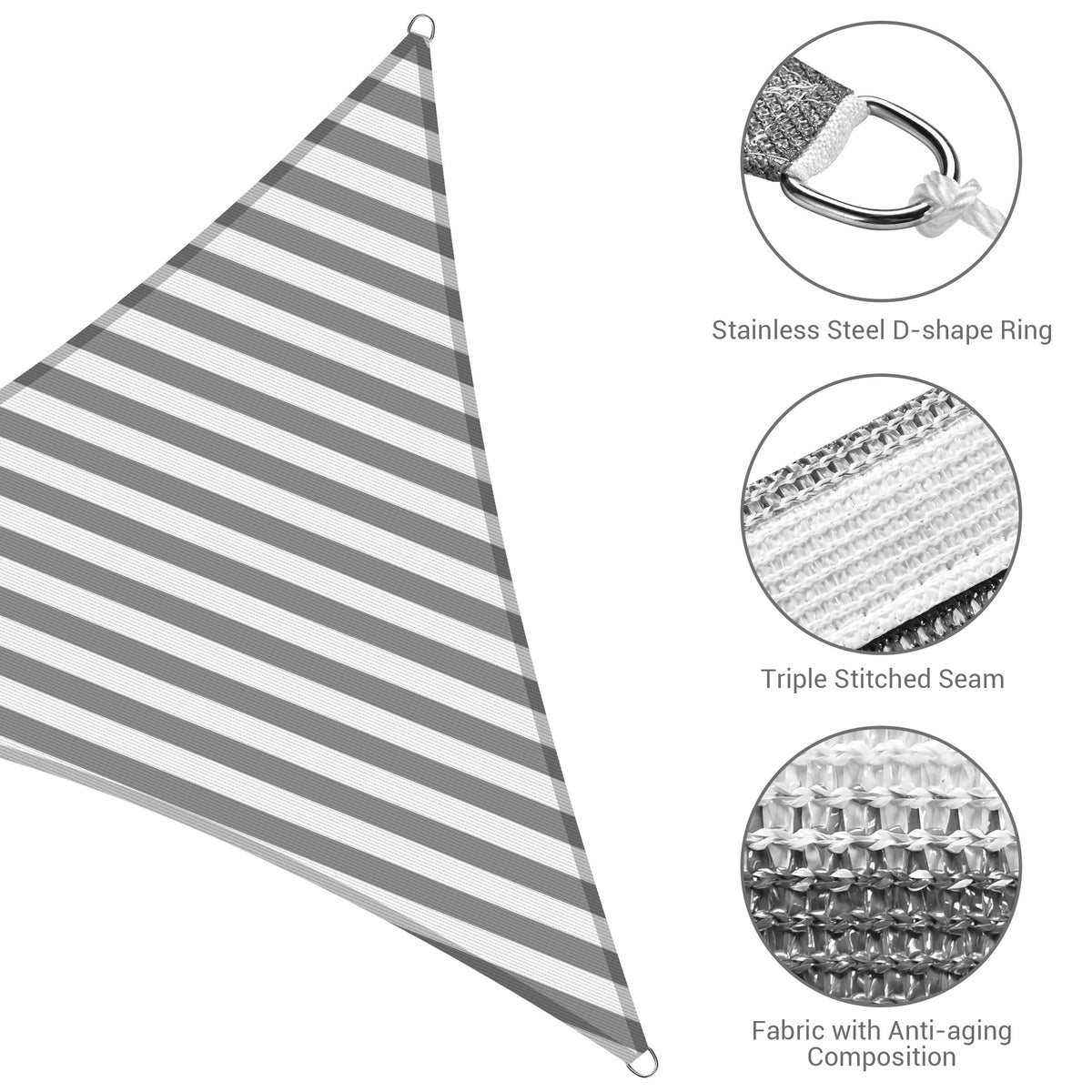 Gray+White Triangle Sun Shade Sail R4192