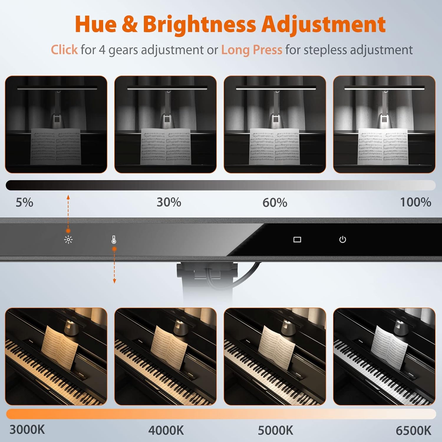 Piano Light with Auto-Dimming LED Lamp X490
