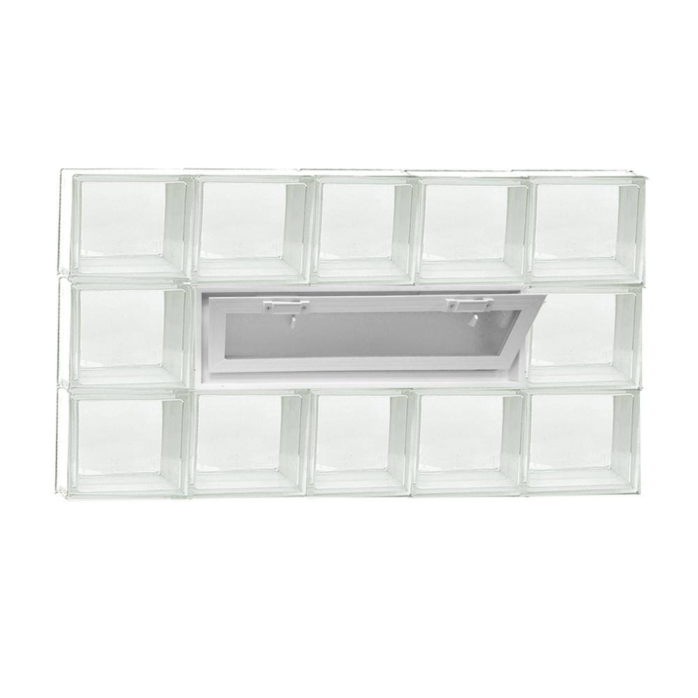 Frameless Vented Clear Glass Block Window R6434