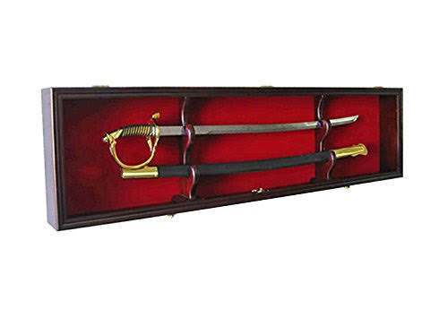 Sword Display Case Cabinet Stand Holder Wall Rack Box Lockable C383481