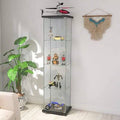 Glass Cabinet 4 Shelves with Door Floor Standing Curio Bookshelf D3647