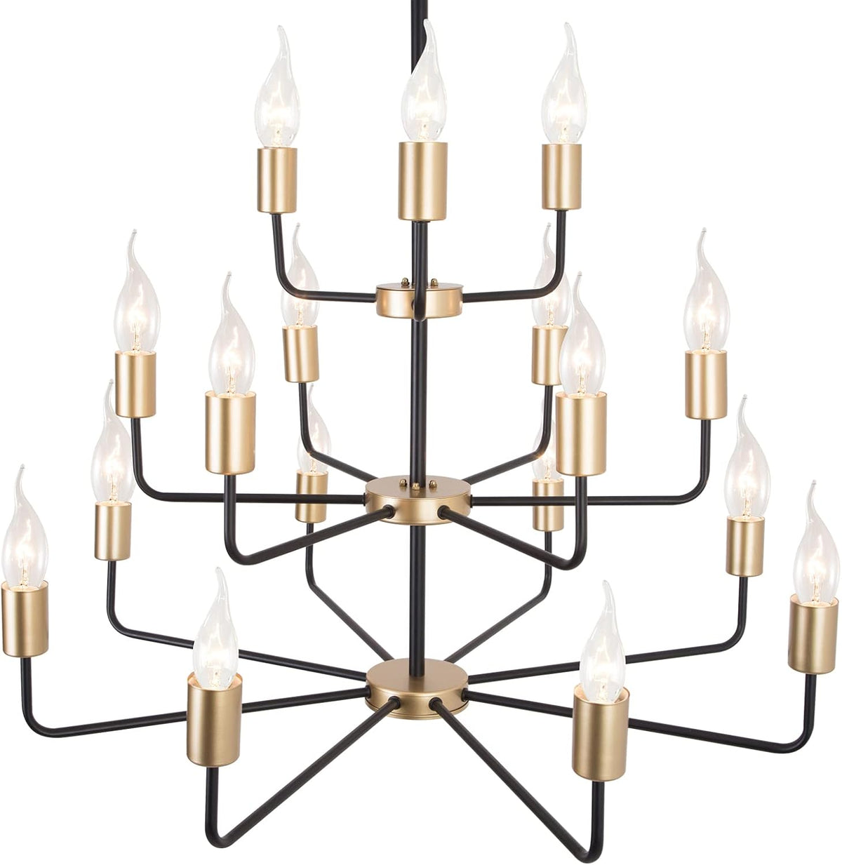 9-Light 2-Tier Gold and Black Chandelier N446